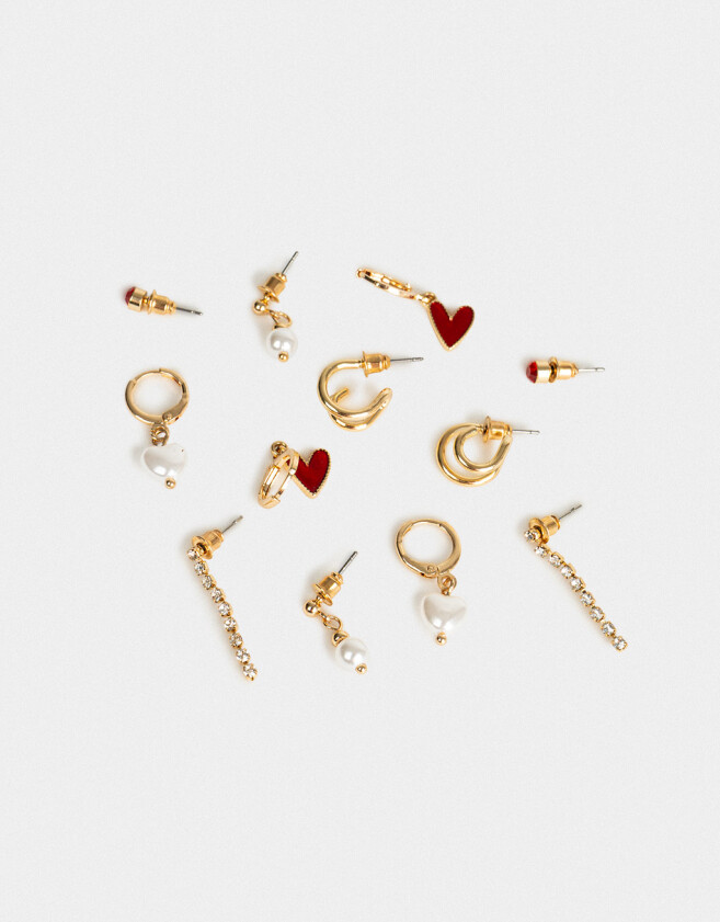 Aros Sets Con corazón Set De Aros Con Corazón - Dorado