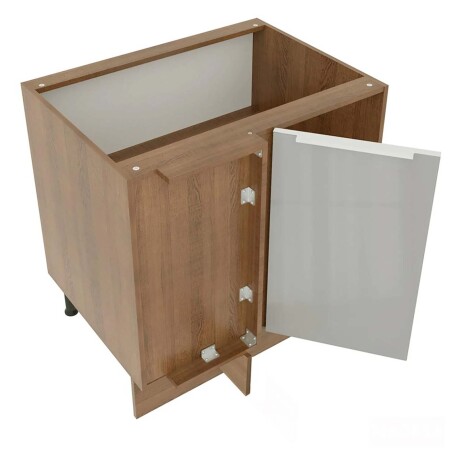 BAJO MESADA ESQUINERO 80 CM MDP-Y-VIDRIO GRIS LUX