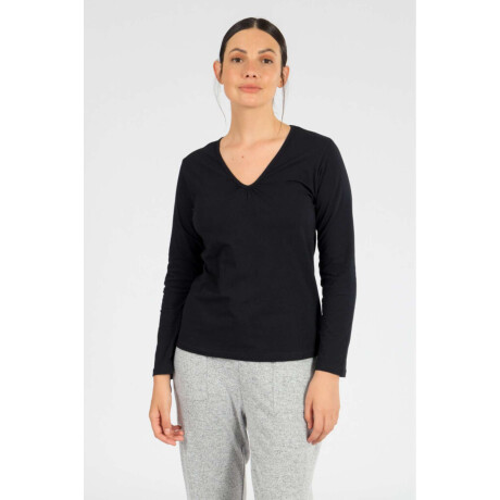 Remera básica algodón elastano Negro