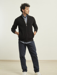 470589 CARDIGAN PUNTO HARRINGTON LABEL Negro