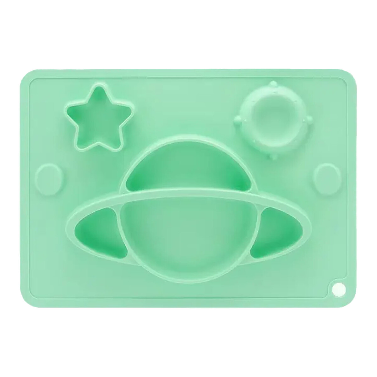 Platos c/Formas en Tapete Individual Comida Bebé en Silicona - Verde 