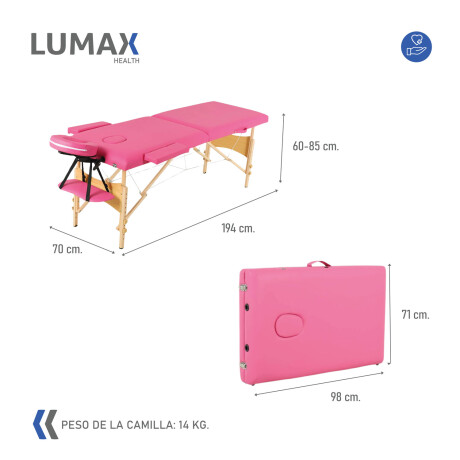 Camilla Portátil Profesional Lumax de Madera 185x60cm Rosa