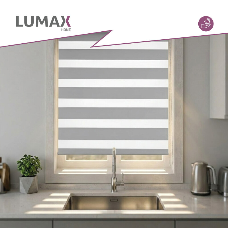 Cortina Roller Zebra Simple Lumax 1.6 X 1.6m Gran Calidad Gris