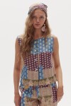 Top Pam en Lino metalizado Padma Gold Print