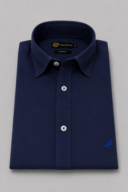 Camisa Cotton Twill Slim Fit Navy