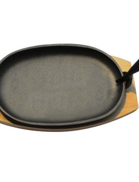 PLANCHA GRIL OVAL HIERRO C/ BASE MADER. D24x14CM PLANCHA GRIL OVAL HIERRO C/ BASE MADER. D24x14CM