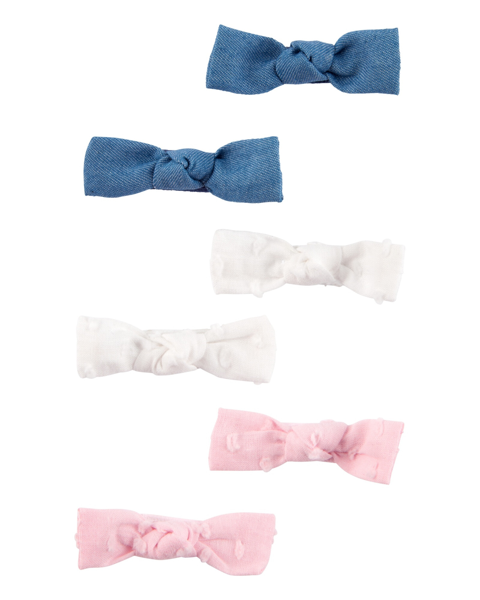 Pack seis pinzas de pelo, diseño moñas Sin color