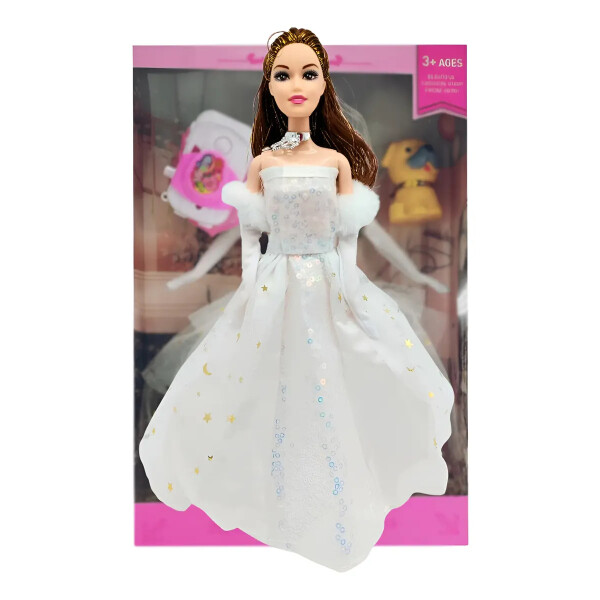 Muñeca Con Vestido De Fiesta Y Accesorios BLANCO