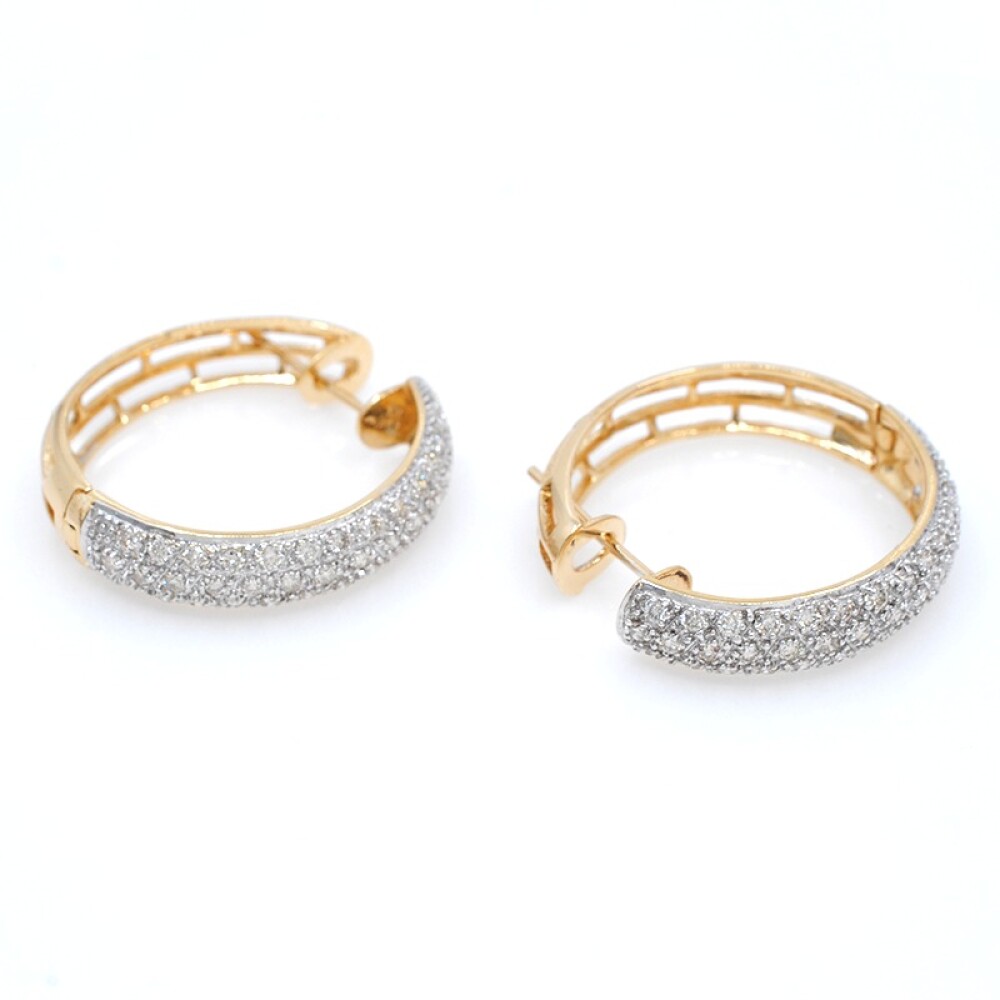Aros oro 18k combinados con brillantes. Diámetro 25 mm Aros oro 18k combinados con brillantes. Diámetro 25 mm
