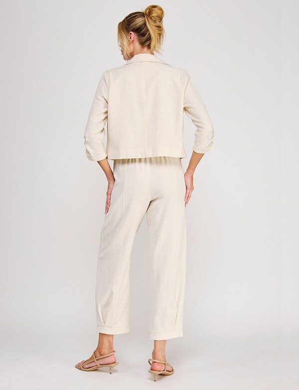 Pantalon Lino Pretina Elastizada BEIGE CLARO
