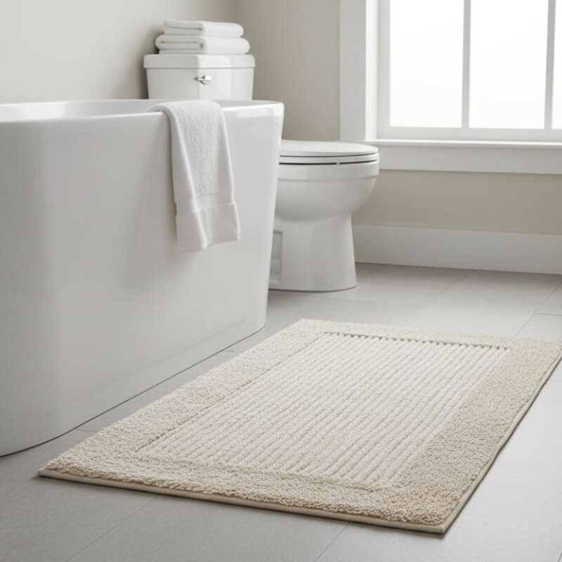Alfombra de baño algodón 50x80cm beige