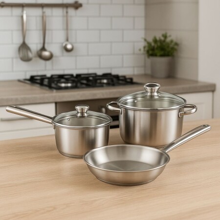 BATERIA ALLEGRA COCINA 3PZAS ACERO INOXIDABLE TRAM BATERIA ALLEGRA COCINA 3PZAS ACERO INOXIDABLE TRAM