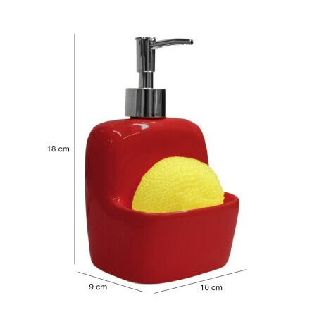 Dispensador Cerámica para Jabón Alcohol en gel + Esponja Rojo