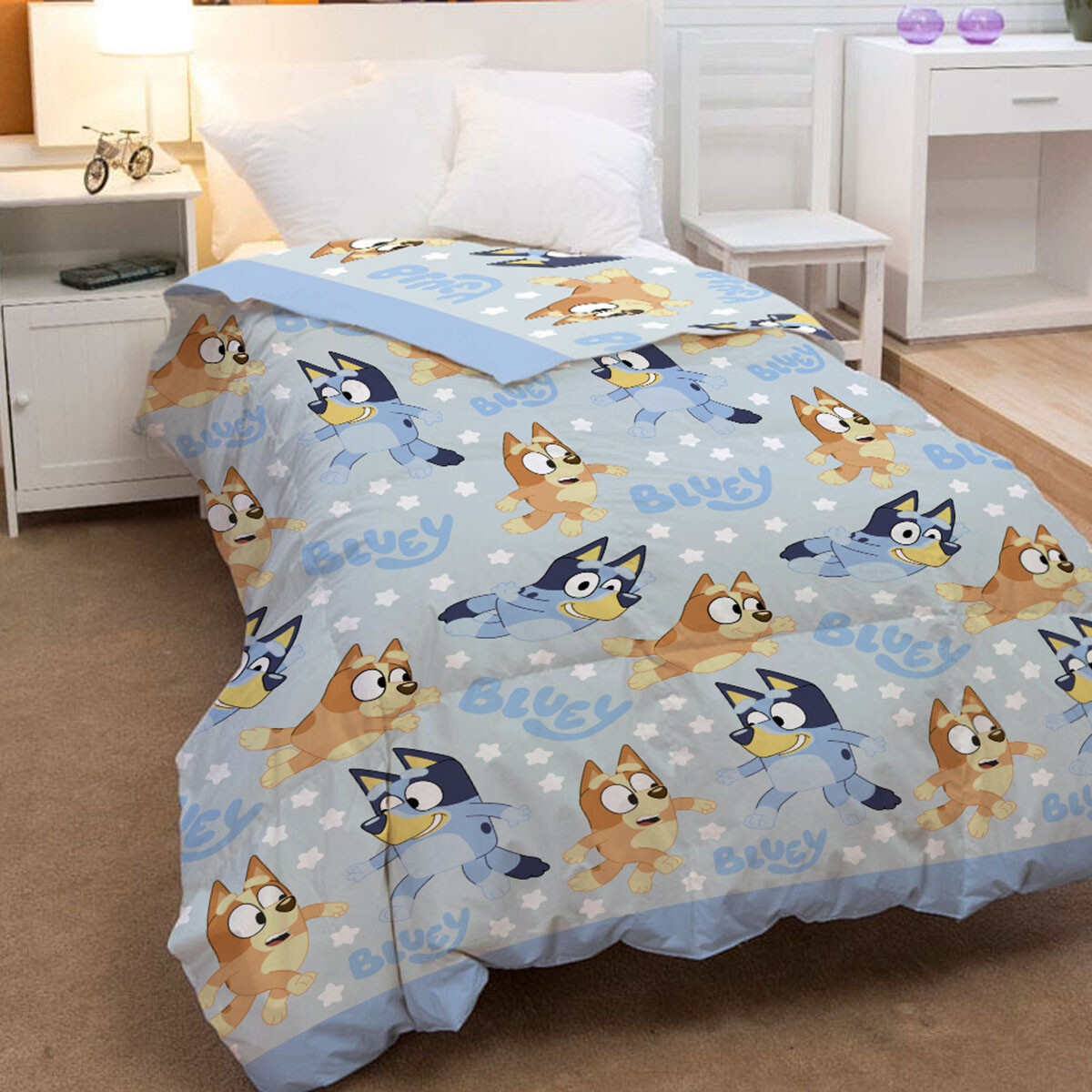 Acolchado Infantil Bluey 1 Plaza 100% Microfibra - CELESTE 1 
