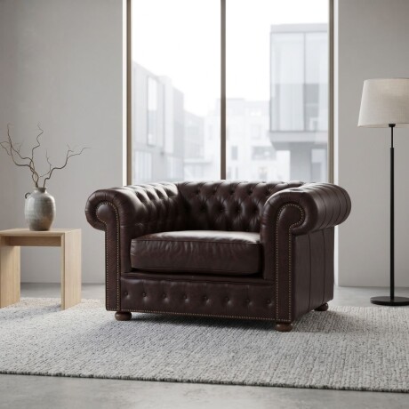 Sofá Chesterfield Novo - Cuero Básico - 1 cuerpo Café - (Preventa)
