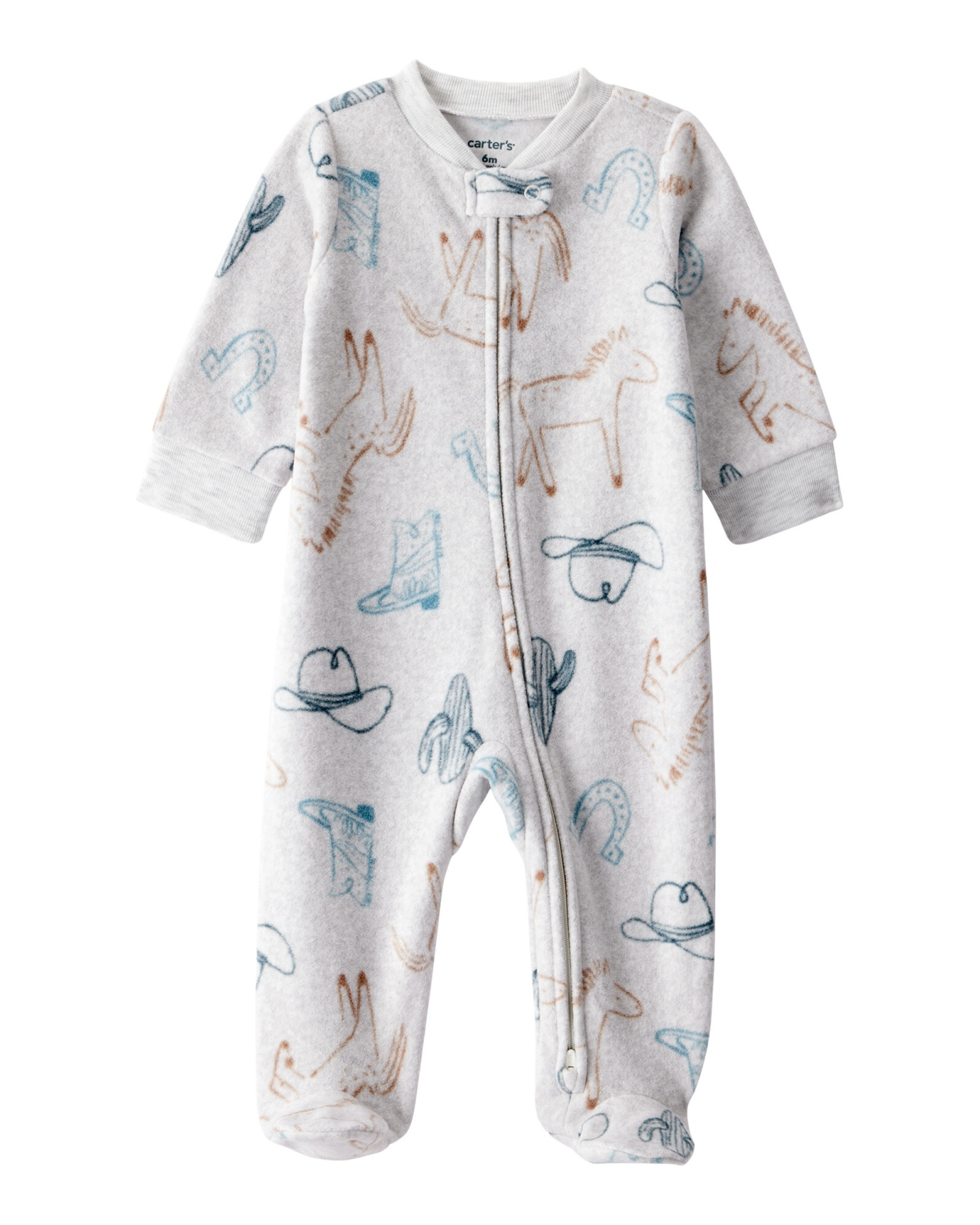 Pijama una pieza de micropolar, con pie, diseño vaquero Sin color