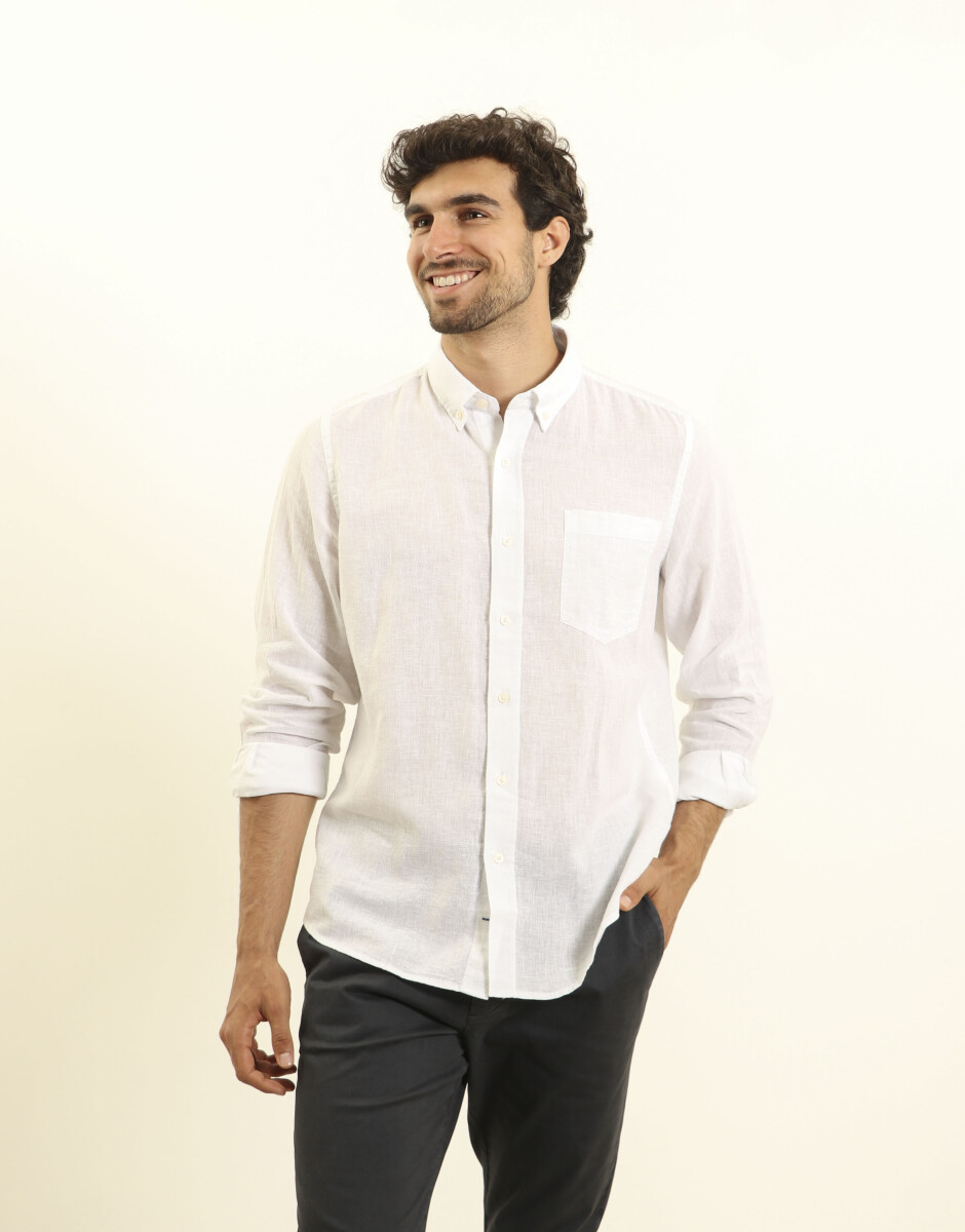 CAMISA DE LINO HARRINGTON LABEL - Blanco 