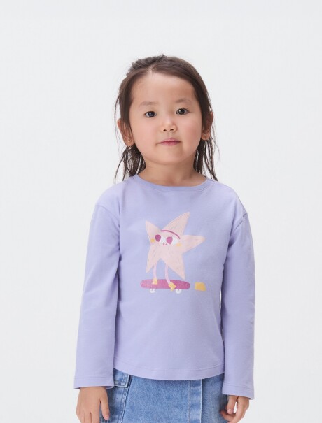 BLUSA INFANTIL CON ESTAMPA VIOLETA