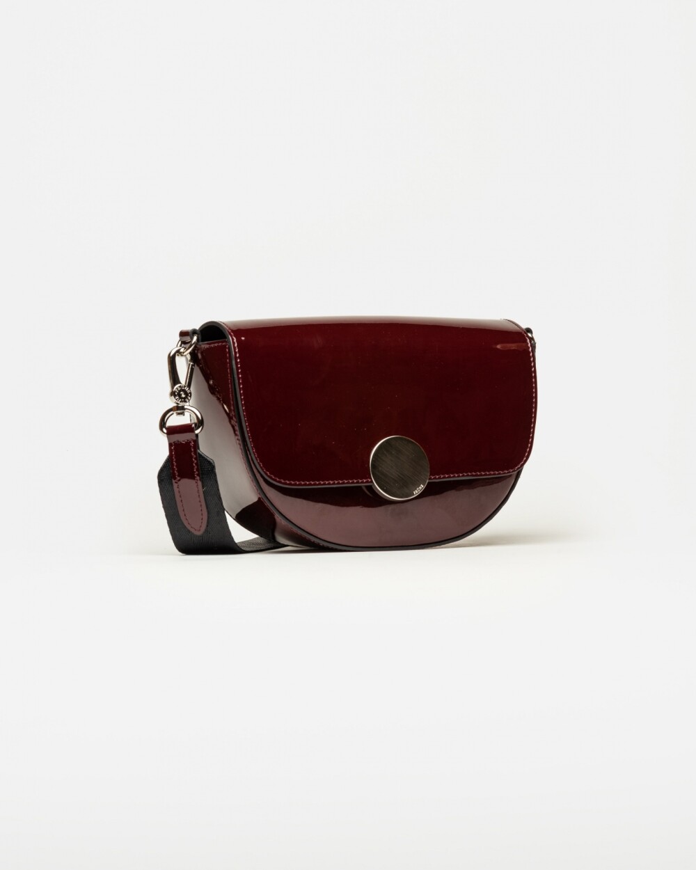 Bandolera The Circle en cuero charol Burgundy Niquel