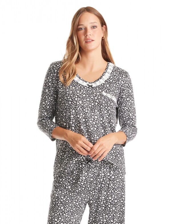 Pijama Con Pantalon NEGRO/BLANCO