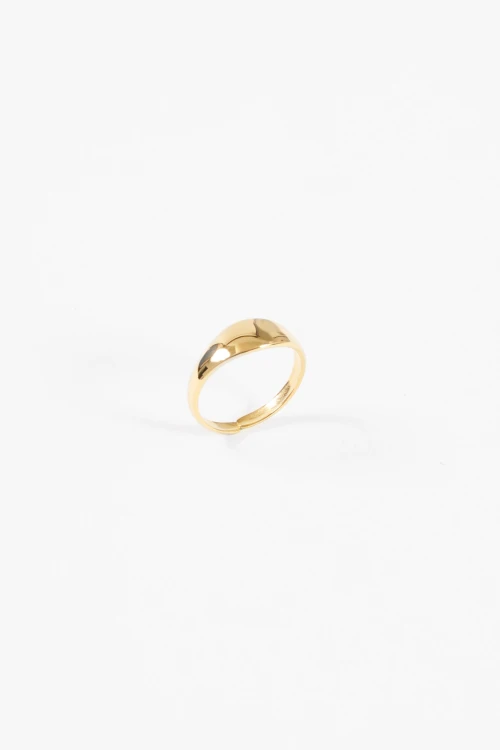 Anillo acero ajustable curvo dorado
