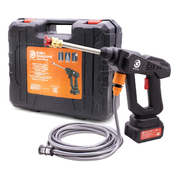 Pistola de Lavado Hidrolavadora Portátil Goldtech 2 Bat+Accs Color Negro