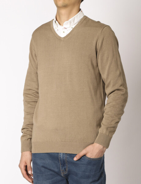 Sweater Escote En V Harrington Label Beige