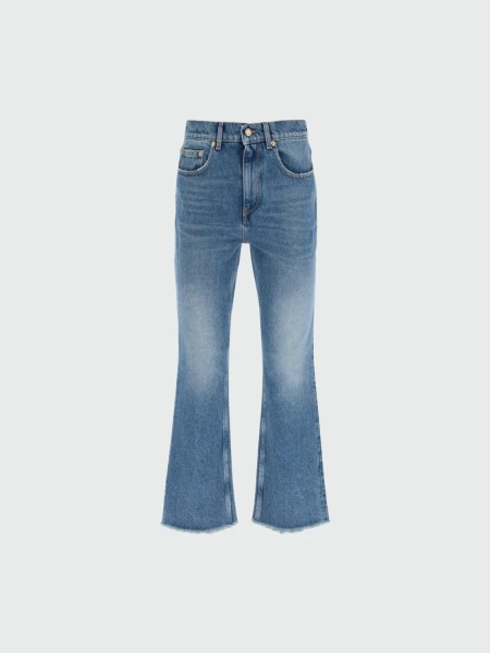 Golden Goose-Jean desgastado con bolsillos y pierna acampanada Azul