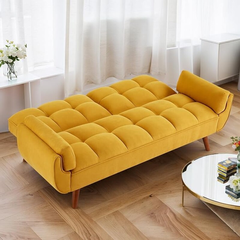Sillon Sofa Cama 3 Cuerpos Frida Amarillo