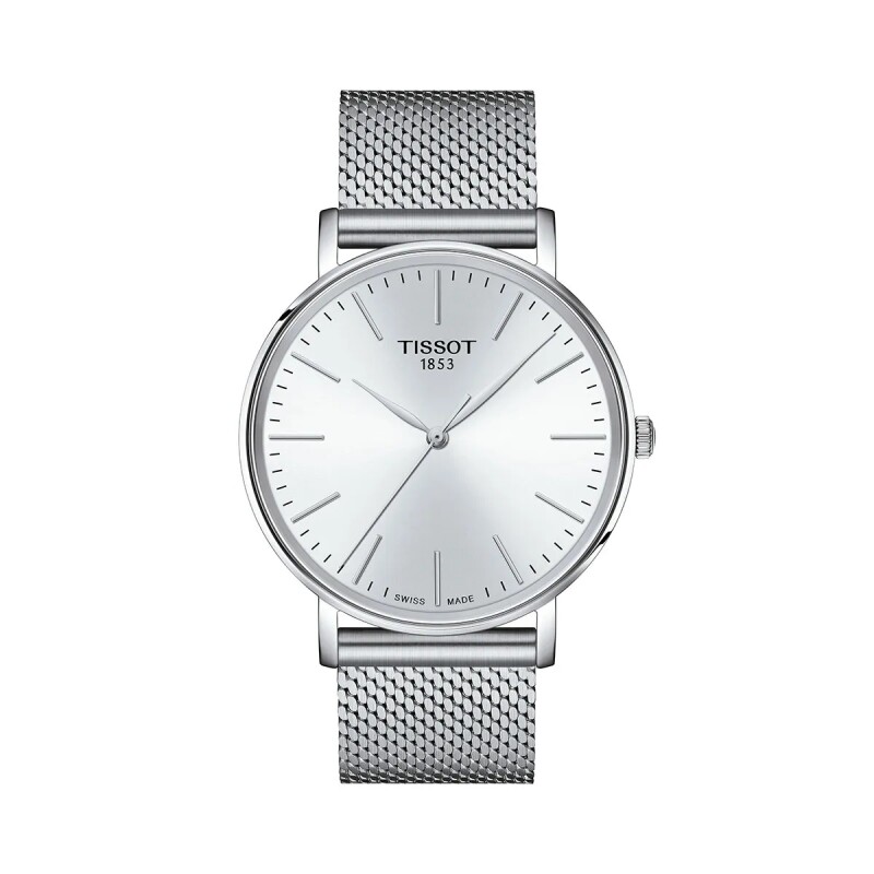 Reloj Tissot Everytime 40mm T1434101101100 para hombre con correa de acero plateado Plateado