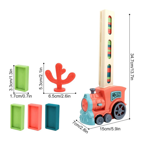 Tren Dominó Juego de Bloques Fichas 120 Pzas c/Sonidos y Luz Rosa
