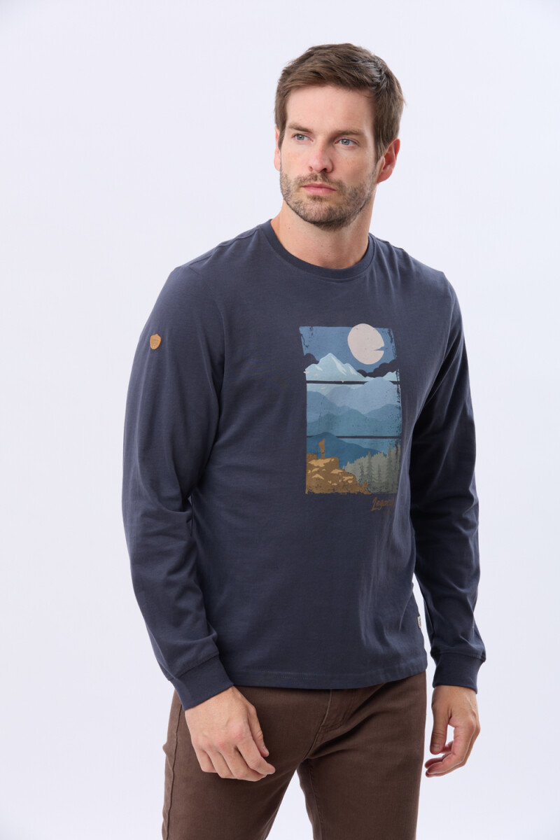 REMERA ESTAMPADA DE ALGODÓN - Azul 