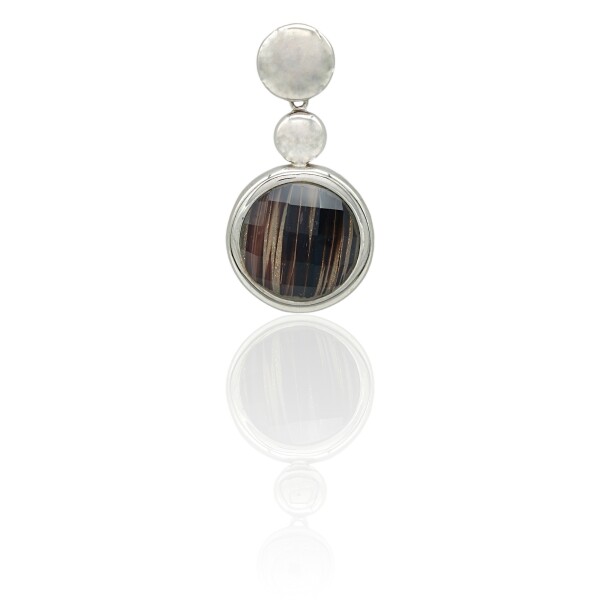 Dije Colgante Circulo-Plata 925-Cuarzo Rutilado-CP3822 conpiedra
