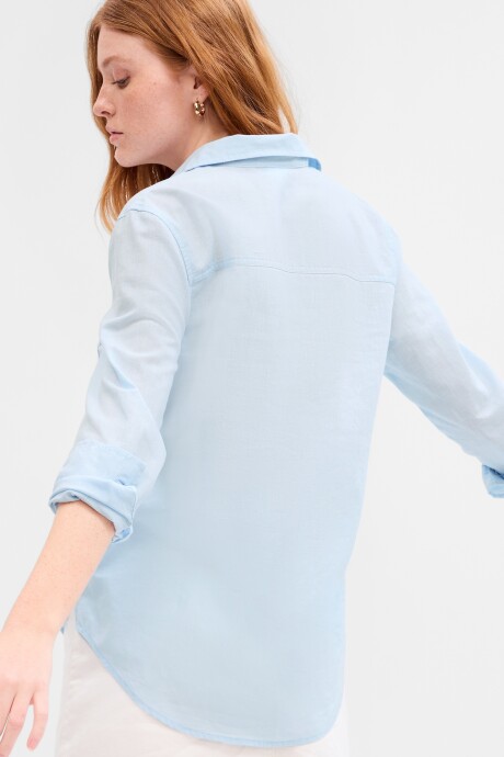 Camisa Lino Easy Mujer Essential Blue