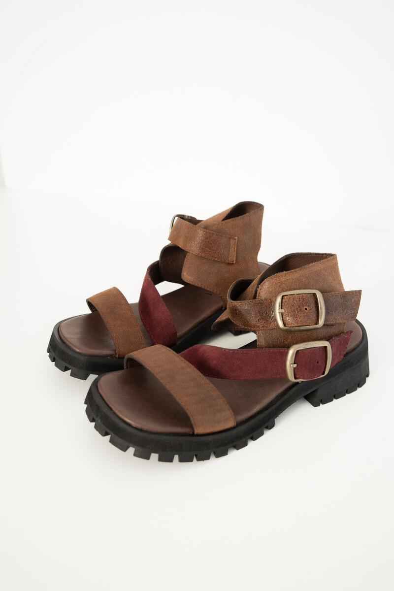 Sandalia Fresia Marron/Bordeaux