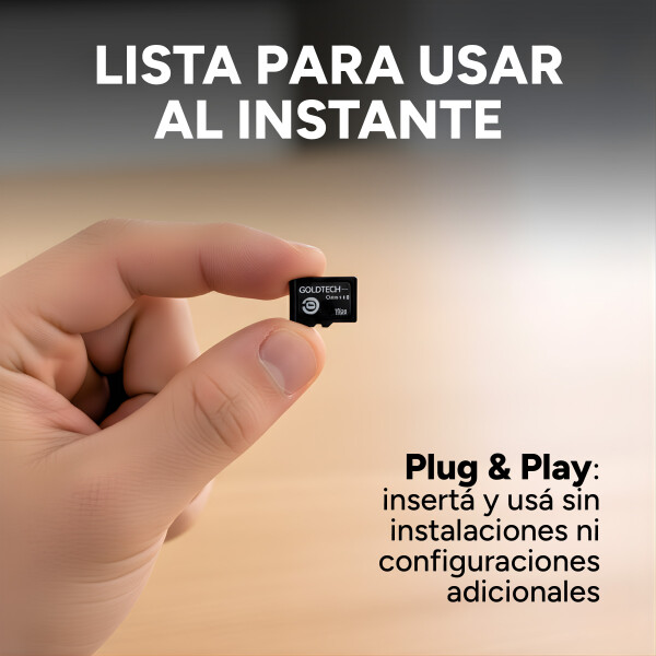 Tarjeta Memoria Micro SD 16GB Goldtech Clase 10 + Adaptador Color Negro