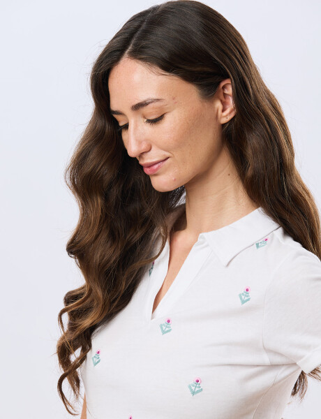 REMERA POLO BORDADA DE ALGODÓN Blanco