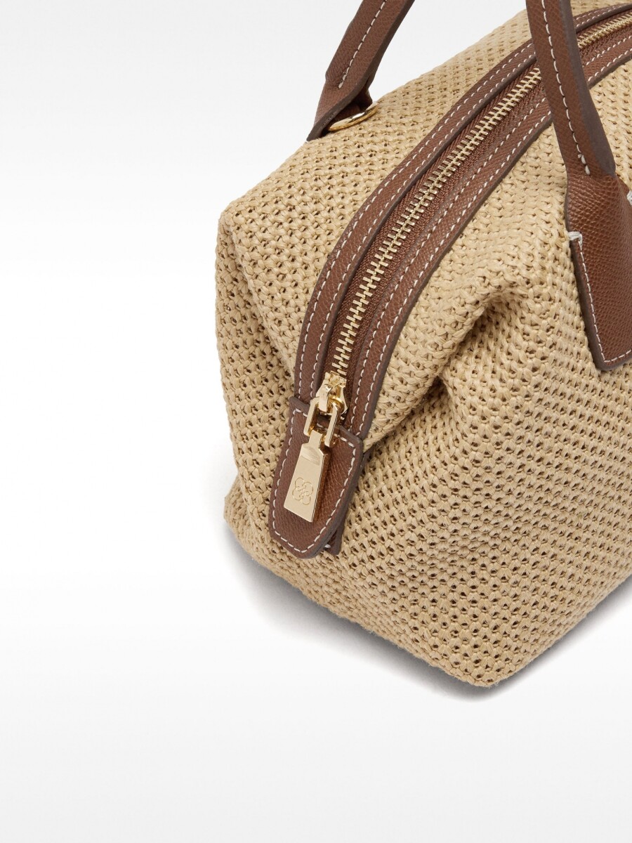 Bolso Tote Efecto Rafia Con Bandolera M natural