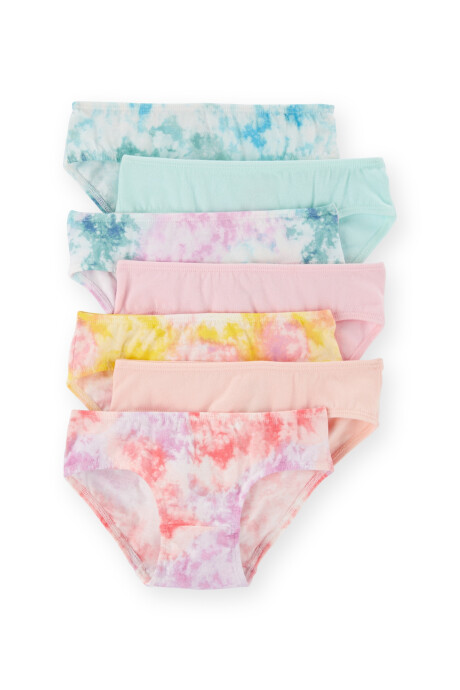 Pack siete bombachas de algodón, diseño tie-dye Sin color