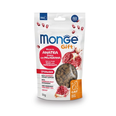Monge Gift Cat Meat Minis Sterilised Duck & Pomegranate 50 gr Monge Gift Cat Meat Minis Sterilised Duck & Pomegranate 50 Gr