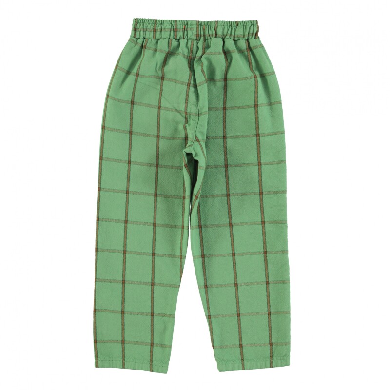 SS25.UN2502A Pantalón De Algodón A Cuadros Con Bolsillos Y Elástico Verde Piupiuchick - 4 Años