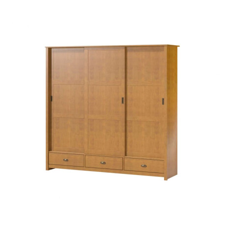 Ropero 3 puertas corredizas 3 cajones Madera maciza Marron