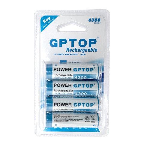 Pack x4 Pilas AA Recargables 4300mAh Blister LR06 1.2V Variante Color Azul