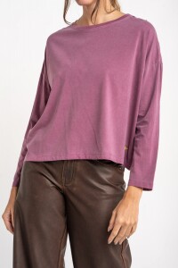 Remera Manga Larga Lavada Bordeaux