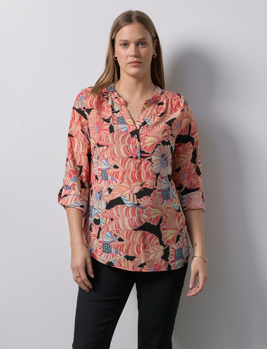 Blusa Printed - Multi/coral 