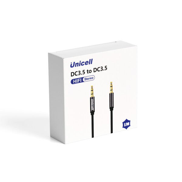 Cable auxiliar Unicell 3.5mm de 1 metro color negro Cable Auxiliar Unicell 3.5mm De 1 Metro Color Negro