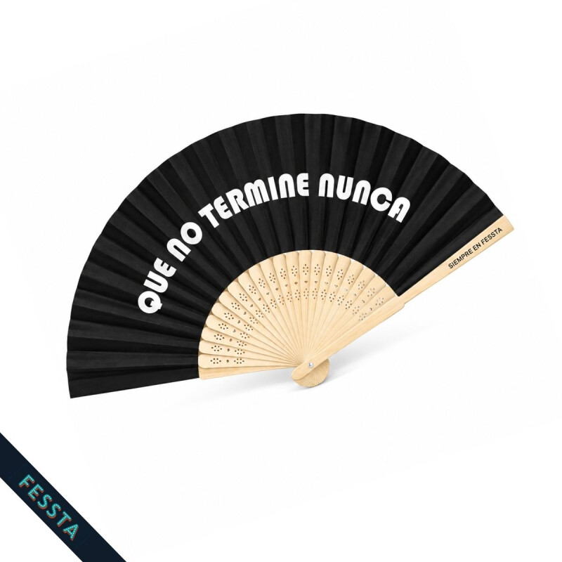 Abanico "Que no termine nunca" Negro