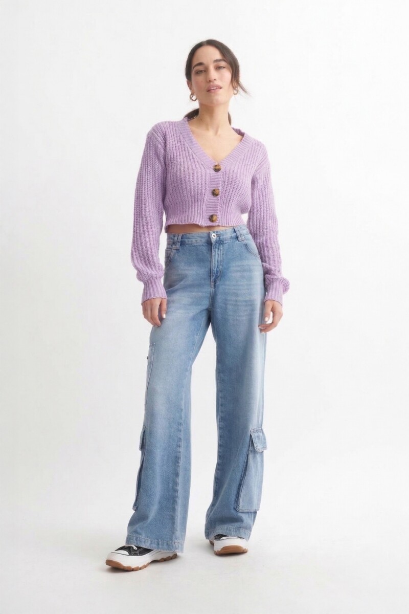 Cardigan con manga balloon LILA