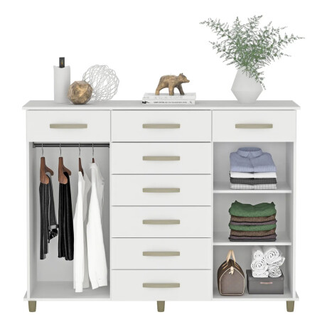CÓMODA CAJONERA GUARDARROPA 8 CAJONES 2 PUERTAS BLANCO