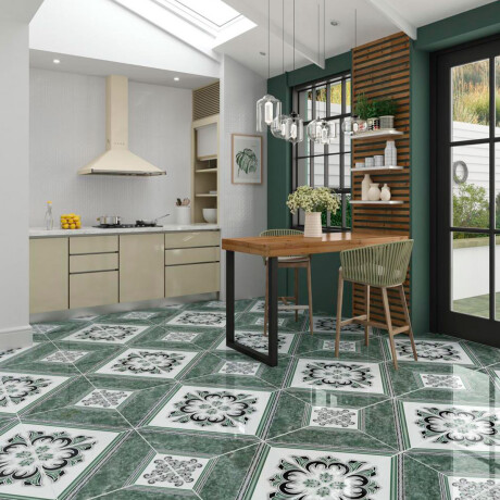 Ceramica Verde Marmolado Brillo Liso 45X45Cm Piso Pared GAMAS DE VERDE